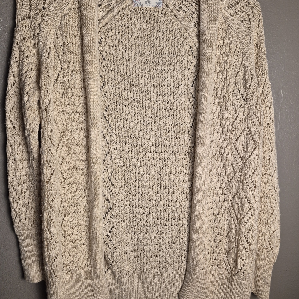 Pink Rose Cream Knit Cardigan
